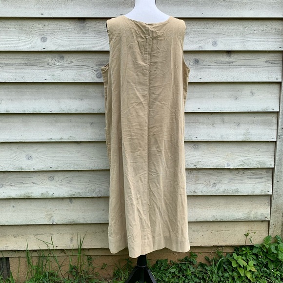 Vintage Tan Corduroy Sleeveless Midi Shift Dress - Picture 8 of 9